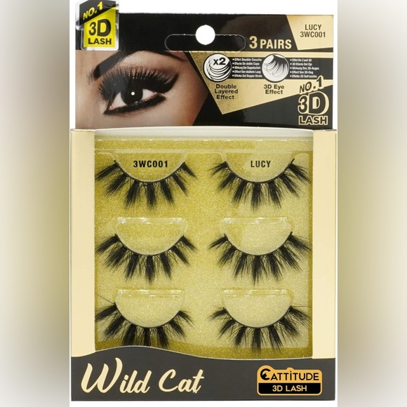 NIB Ebin New York Wild Cat 3D Lashes 3 Pairs 👀 Eyelash Extensions - Picture 1 of 5